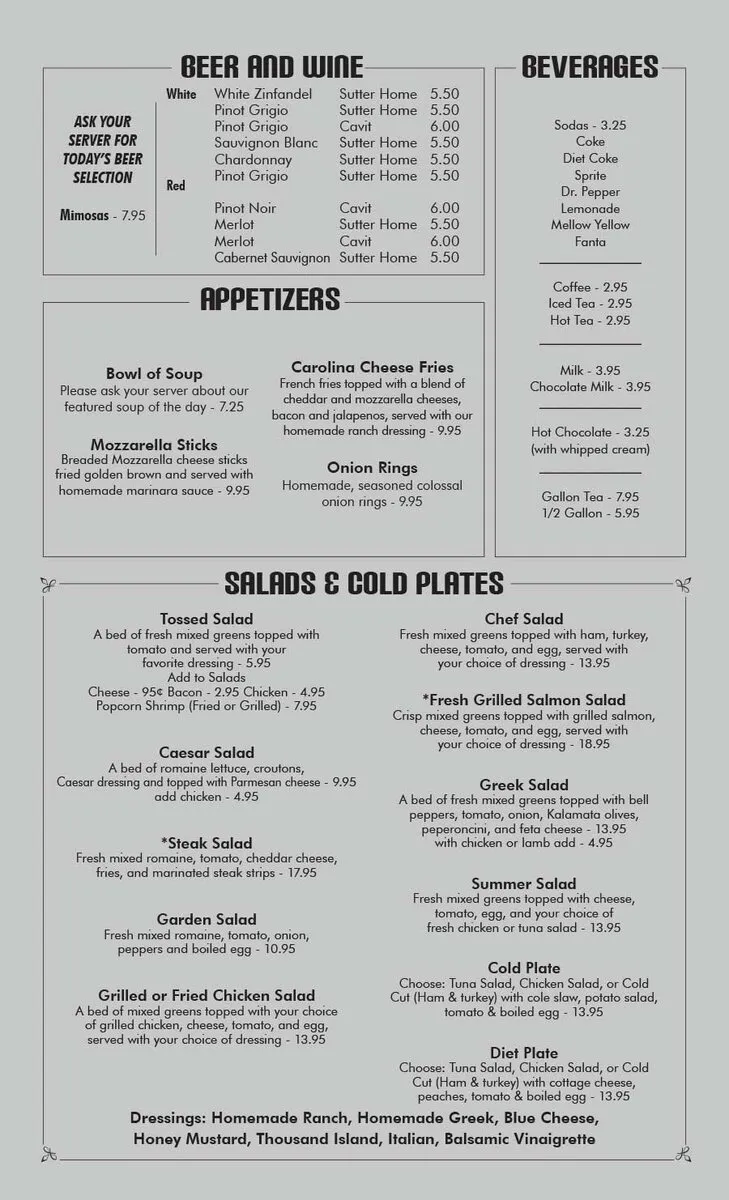 Menu | Tryon House Southern Cafe| Family Style Restaurant | Charlotte, NC