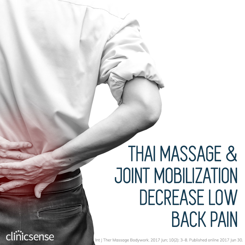 Thai Massage Therapy, Joint Mobilization Decrease Low Back Pain