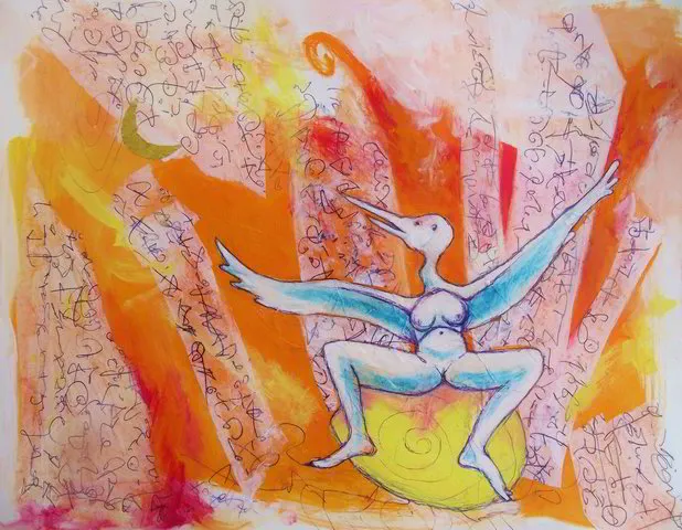 Rebecca Rose Barfoot Energy Intuitive Channeled Light Language Art Asemic writing Bird Woman Rapa Nui galactic cosmic clairovyant art  gaia New Earth energy grid 
