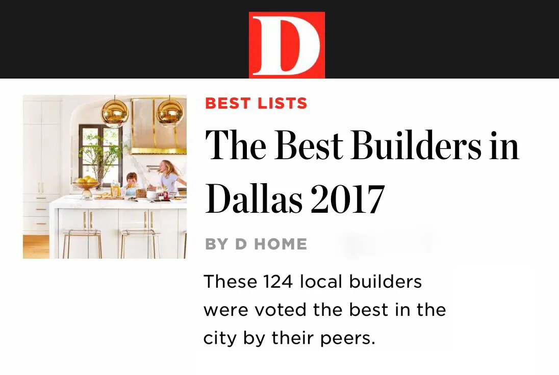 Alford Homes is Honored to be named D Home “Best Builder” for 2017