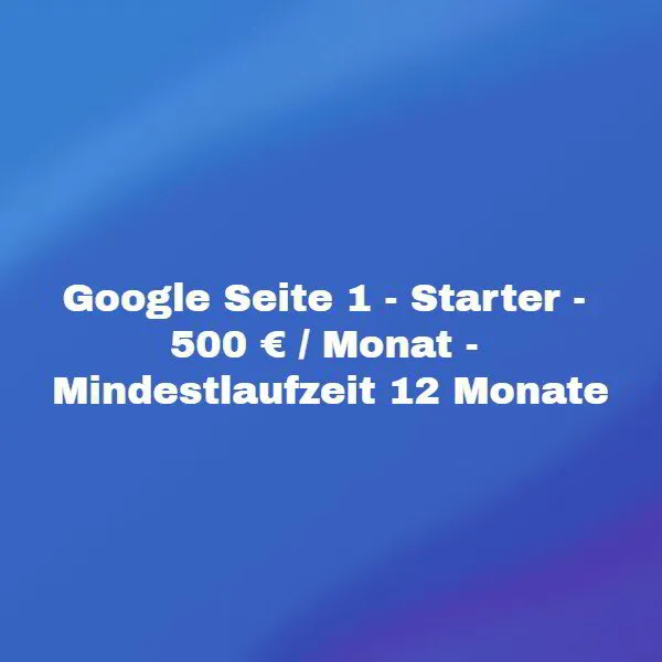 Google Seite 1 - Starter - 500 € / Monat - Mindestlaufzeit 12 Monate