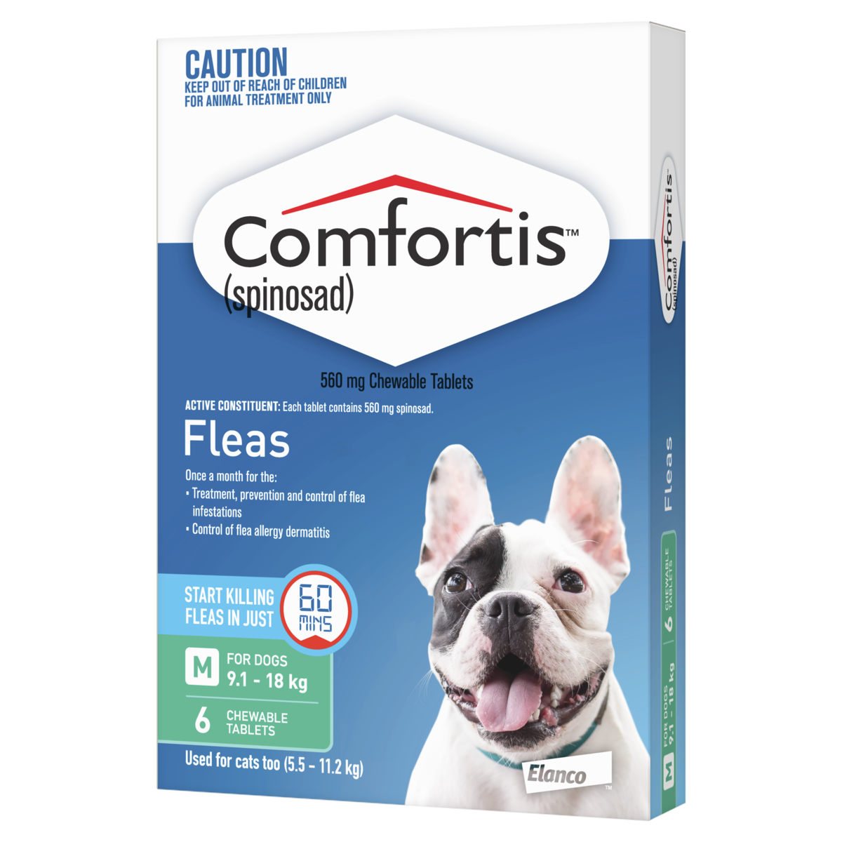 Comfortis Green for Cats and Dogs (6-pack) (5.5-11.2kg Cat; 9.1-18kg Dog)