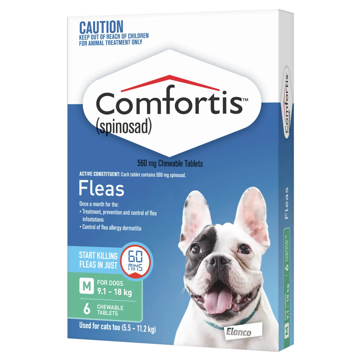 Comfortis Green for Cats and Dogs (6-pack) (5.5-11.2kg Cat; 9.1-18kg Dog)