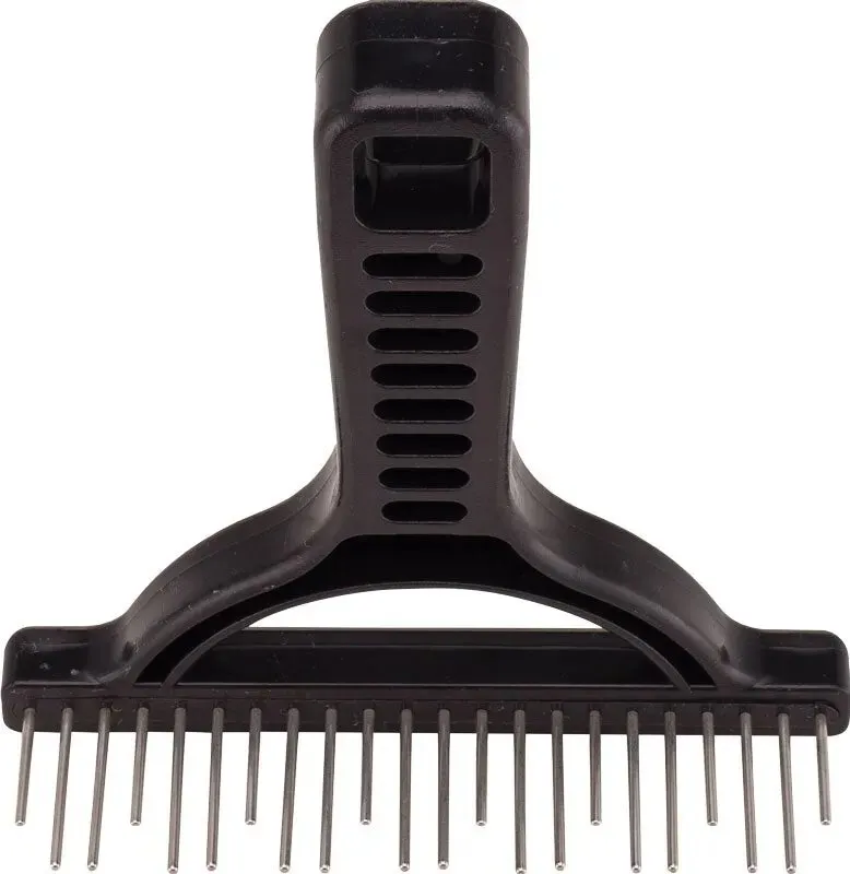 The Untangler - Shedding Rake with Staggered Rotating Stainless-Steel Teeth removes loose hair without pain (T801RKL)