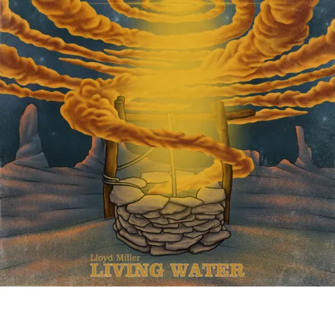 A Spiritual Looking Well with clouds coming out of it.  The writing is Lloyd Miller, Living Water.  Lloyd is an outstanding Christian Music Producer and Artist. 