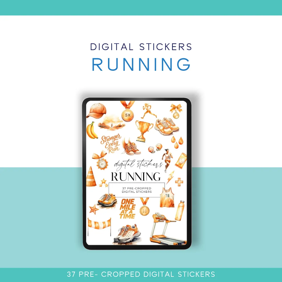🧡🏃‍♂️ Running Digital Sticker Pack – 37 Pre-Cropped Stickers for ...