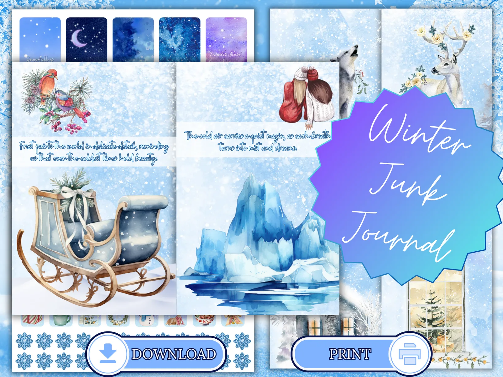 Winter Junk Journal Printable Kit – Vintage Winter Pages, Ephemera ...