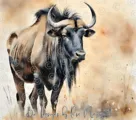 20oz Watercolour Wildebeest PNG