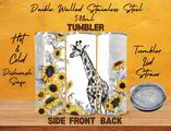 Sketched Giraffe & Sunflower Tumbler - 500ml
