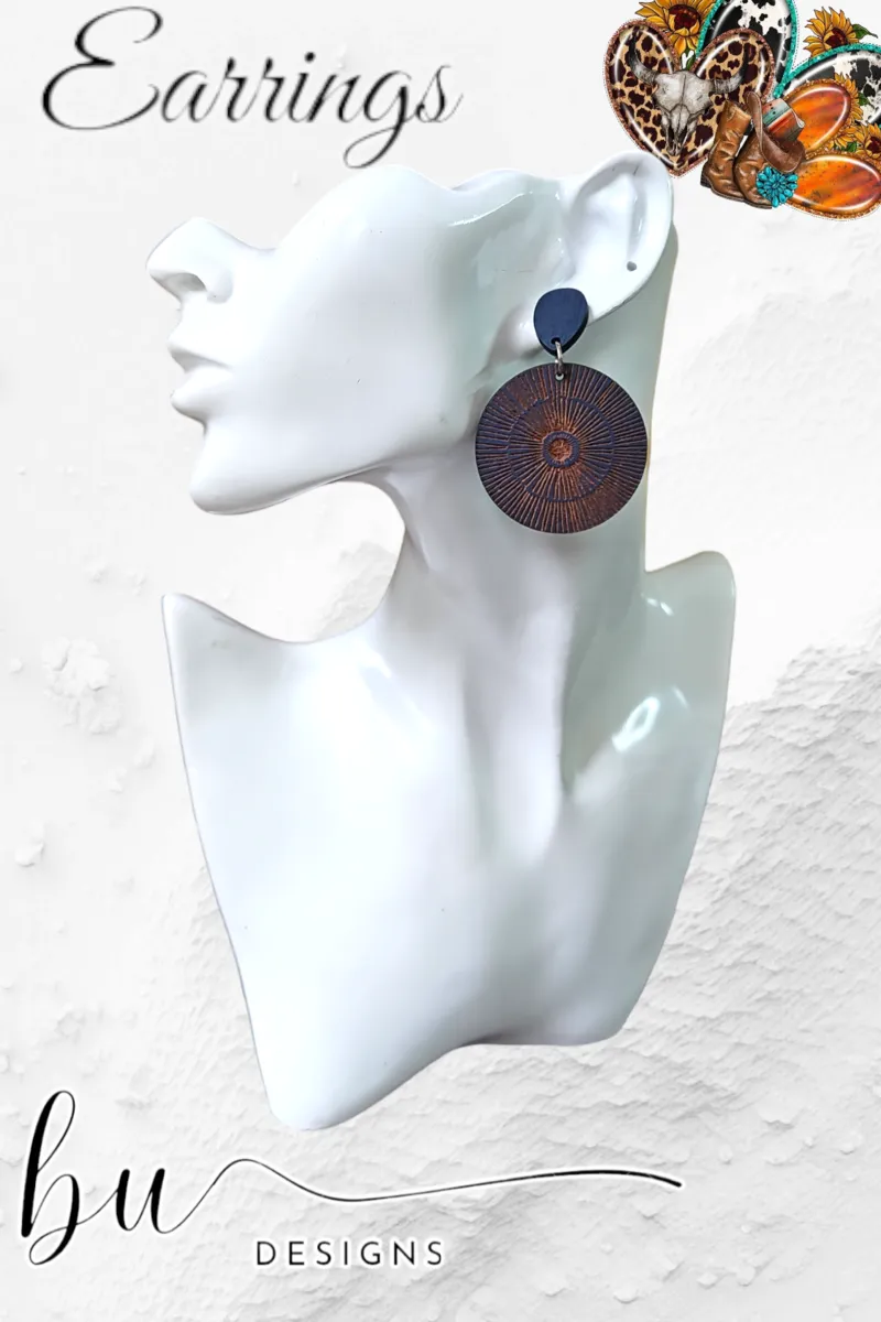 Mandala Designer Earrings - Navy
