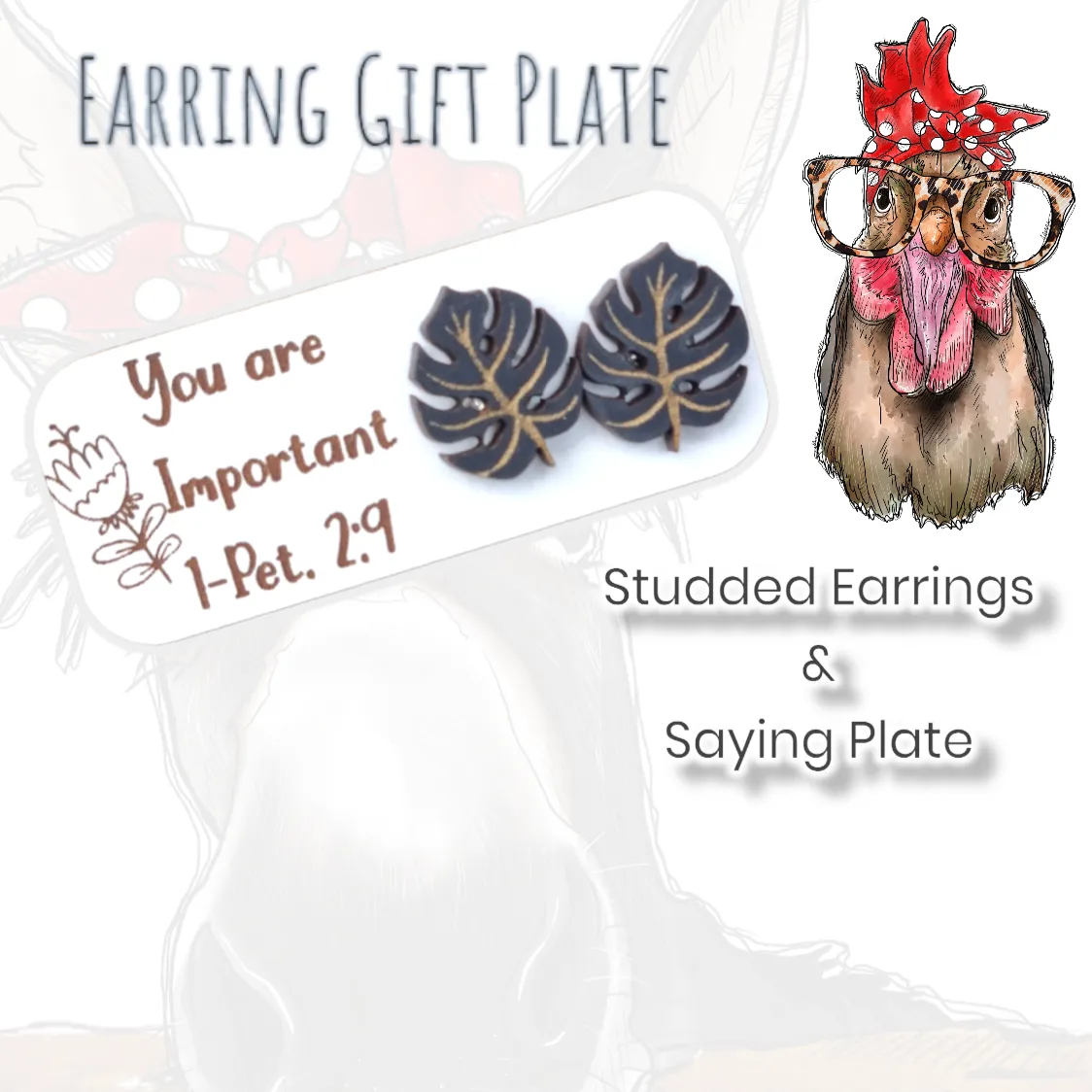 Earring Gift Plate - Black Leaf 