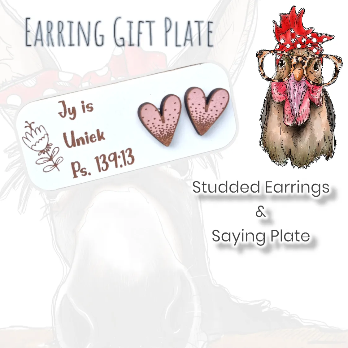 Earring Gift Plate - Pink Heart 