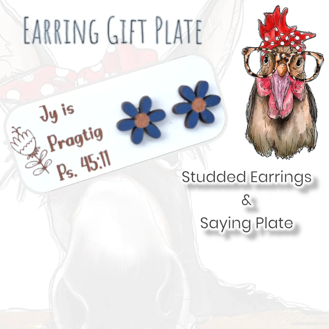 Earring Gift Plate - Navy Daisy 