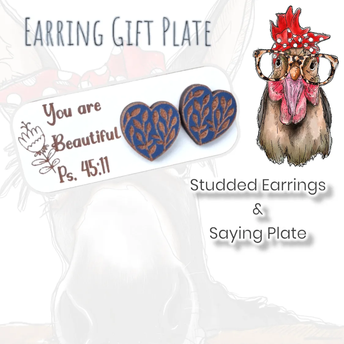 Earring Gift Plate - Navy Heart 
