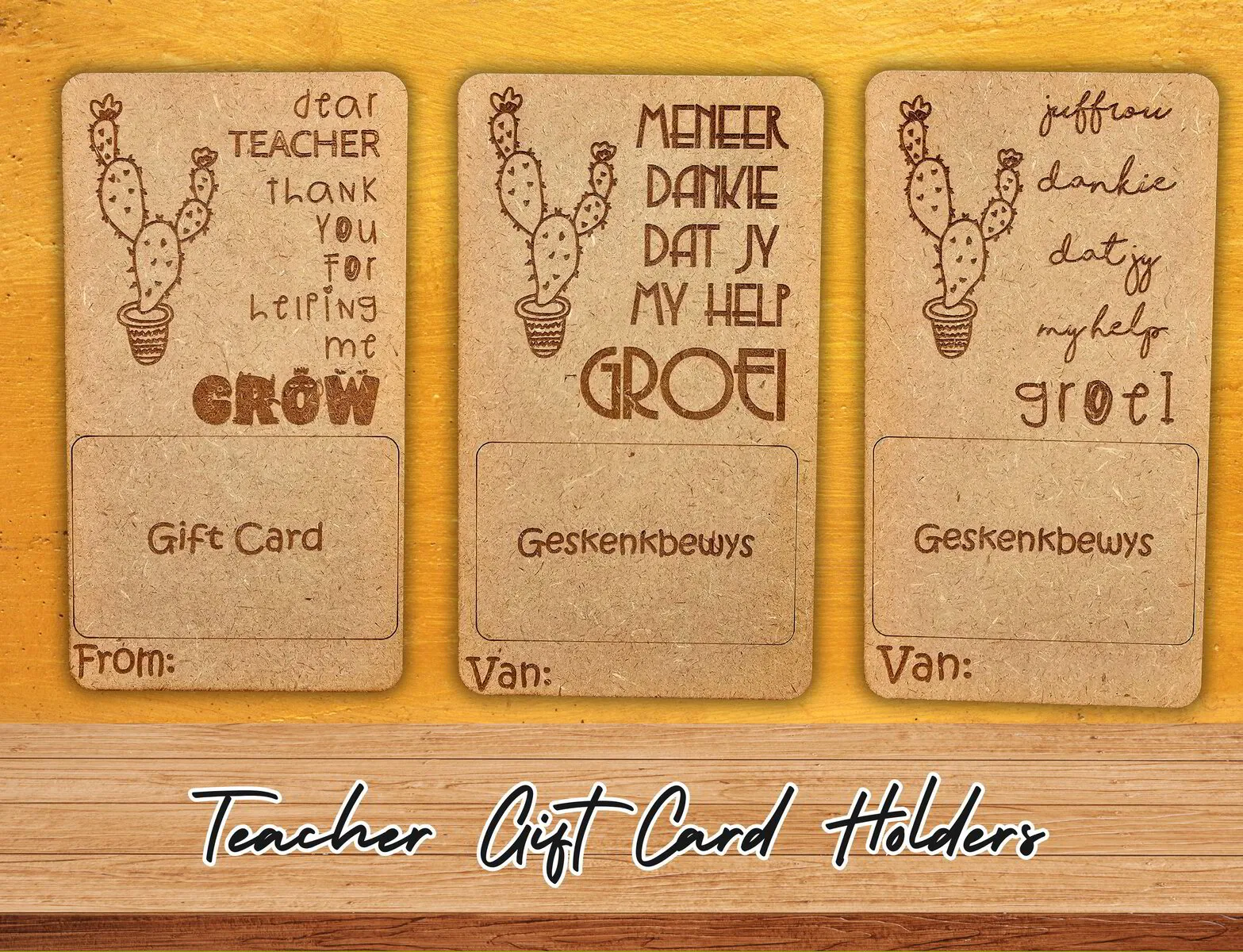 Wooden Teacher Gift Card Holders