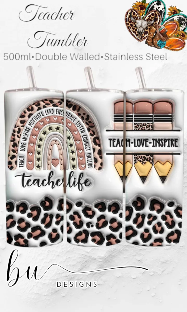 Teacher Tumbler - Boho Leopard