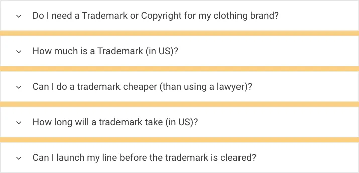 Questions about trademark for your clothing line
