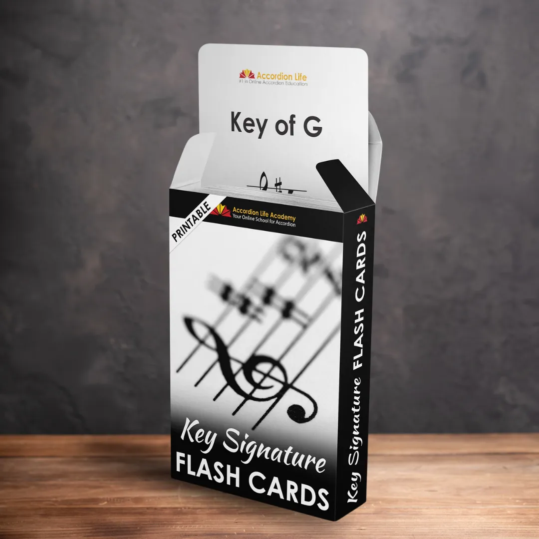 Key Signature Flash Cards | Exercise Your Knowledge of Key Signatures | Music Theory | Accordion Lesson Flash Cards