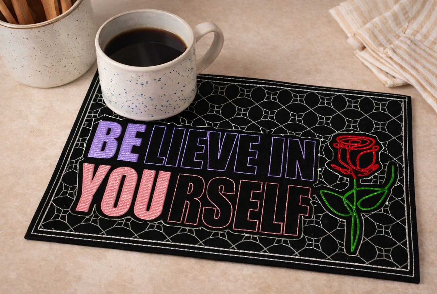 ITH BELIEVE YOURSELF MUG RUG 5X7