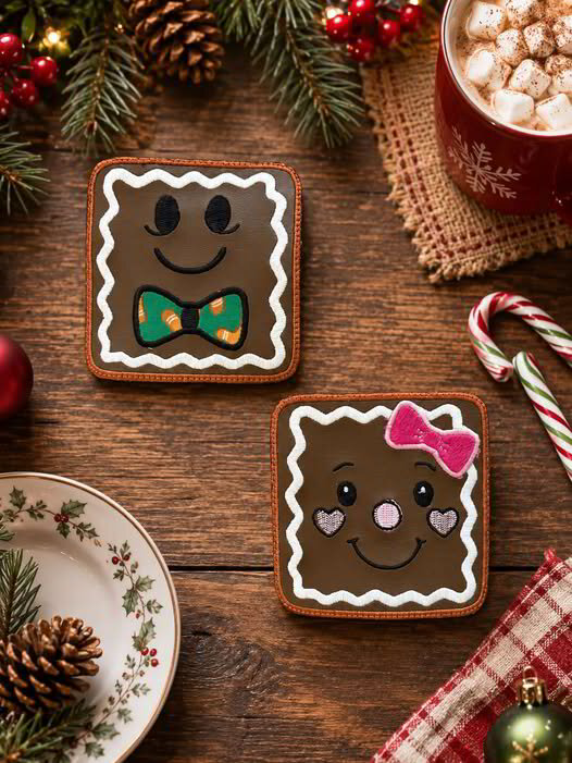 ITH GINGERBREAD BOY & GIRL COASTER (4X4) SET