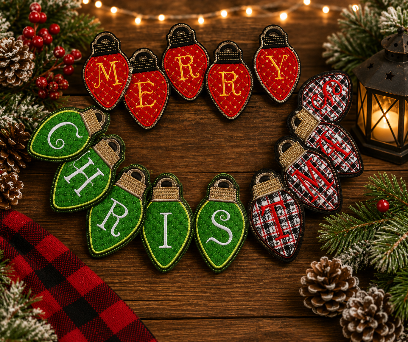 ITH CHRISTMAS BULB SET 4X4 MERRY CHRISTMAS