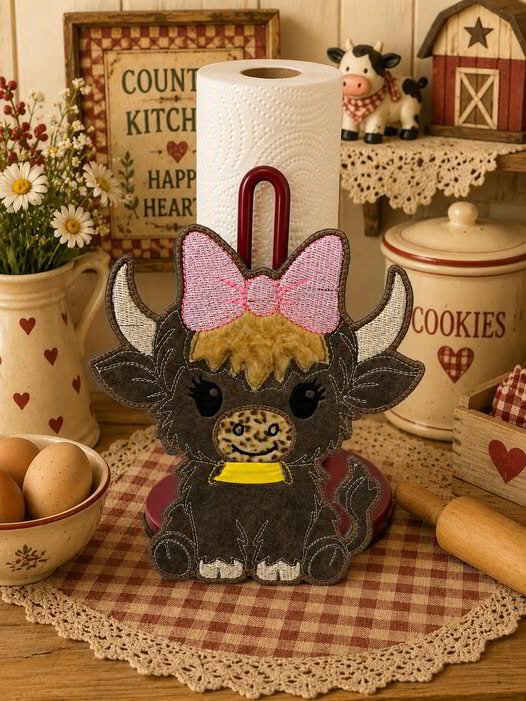 ITH Highland Cow Paper Towel Holder 9x6