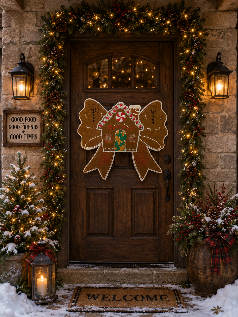 ITH GINGERBREAD HOUSE FOR BOW 9X6 (3 PANELS)