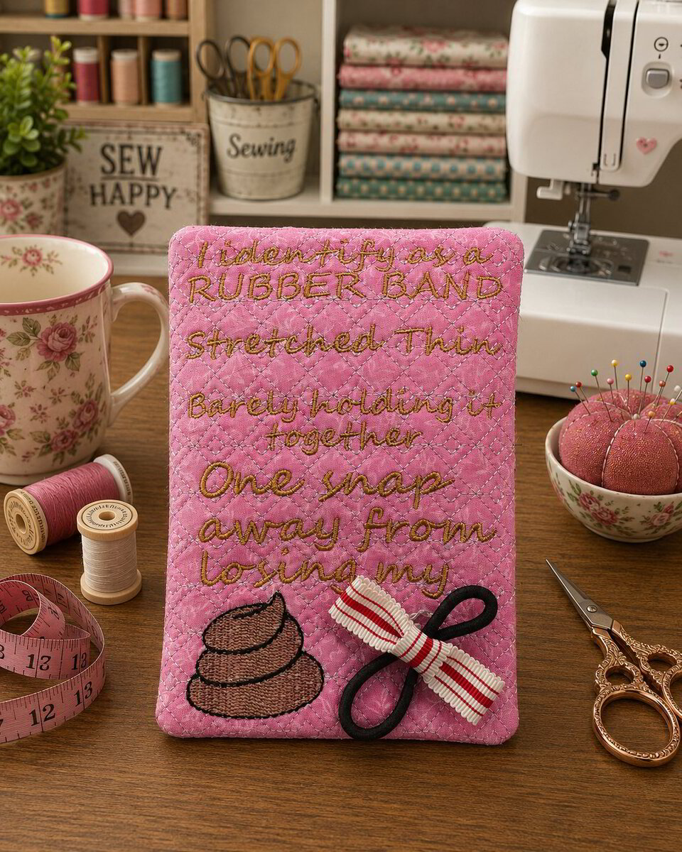ITH I IDENTIFY AS A RUBBER BAND MUG RUG 5X7