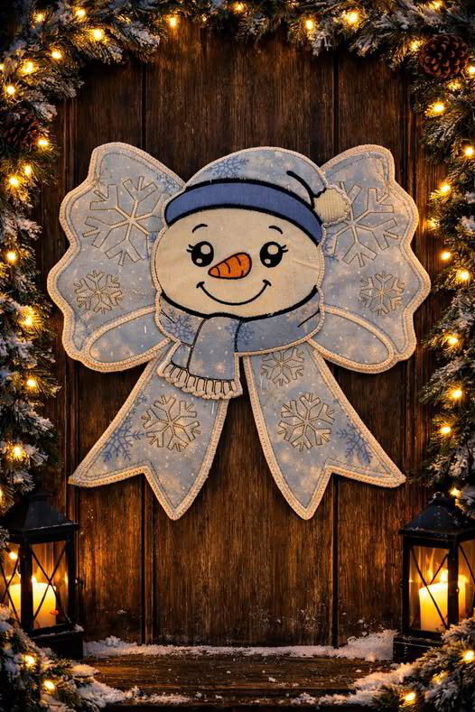 ITH SNOWMAN CENTER WITH BOW (3 PANELS) 5X7