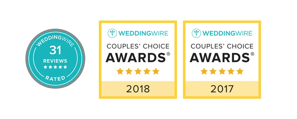 Weddingwire Couples Choice Awards given to top 5% of wedding professionals
