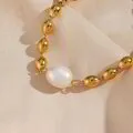 Елегантна гривна от медицинска стомана ALBINA с естествена култивирана перла