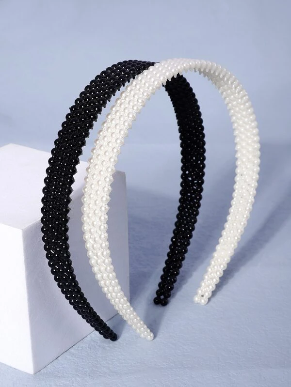 Сет от 2 броя елегантни диадеми Аutumn pearls в черно и бяло