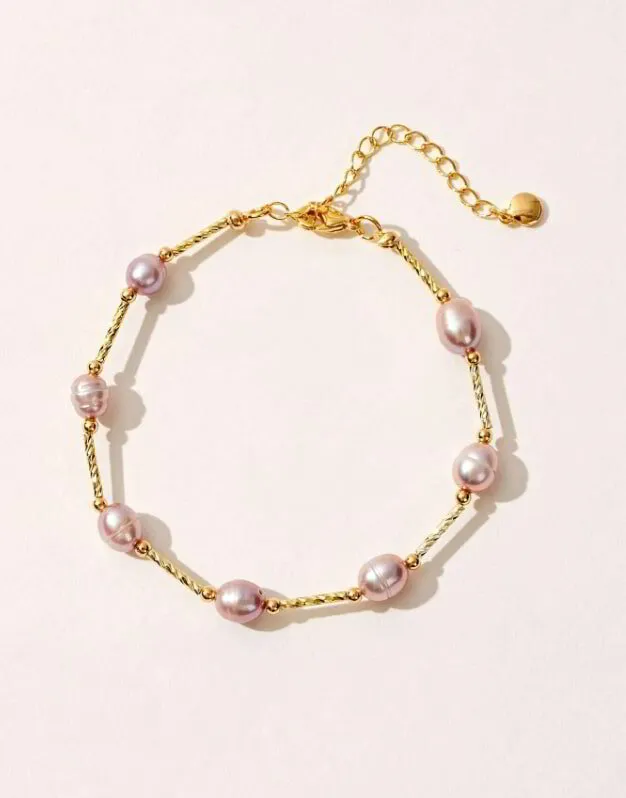 Луксозна гривна WAITING FOR YOU с розови естествени култивирани перли