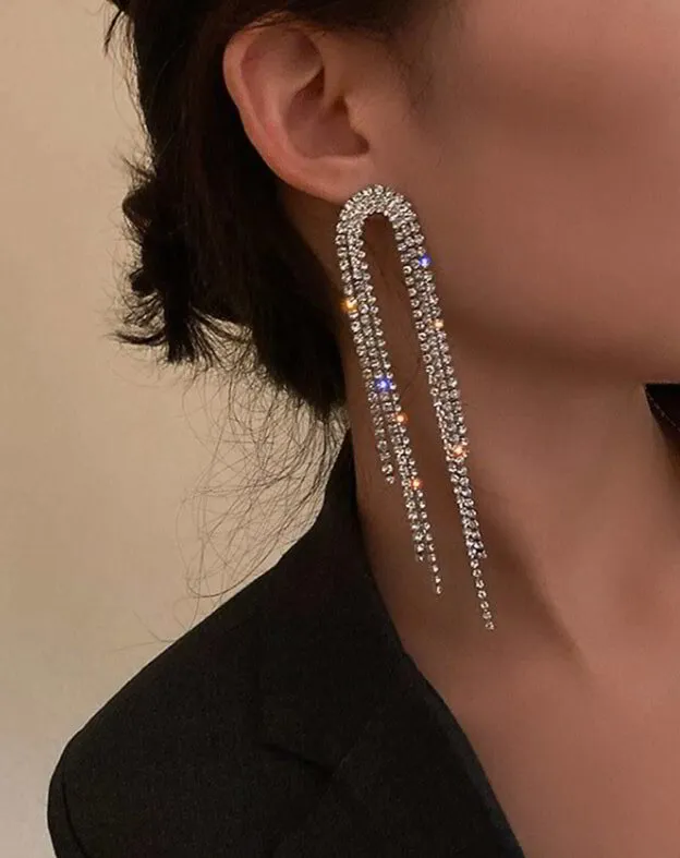 Луксозни висящи обеци VELLA с кристали ефектен дизайн