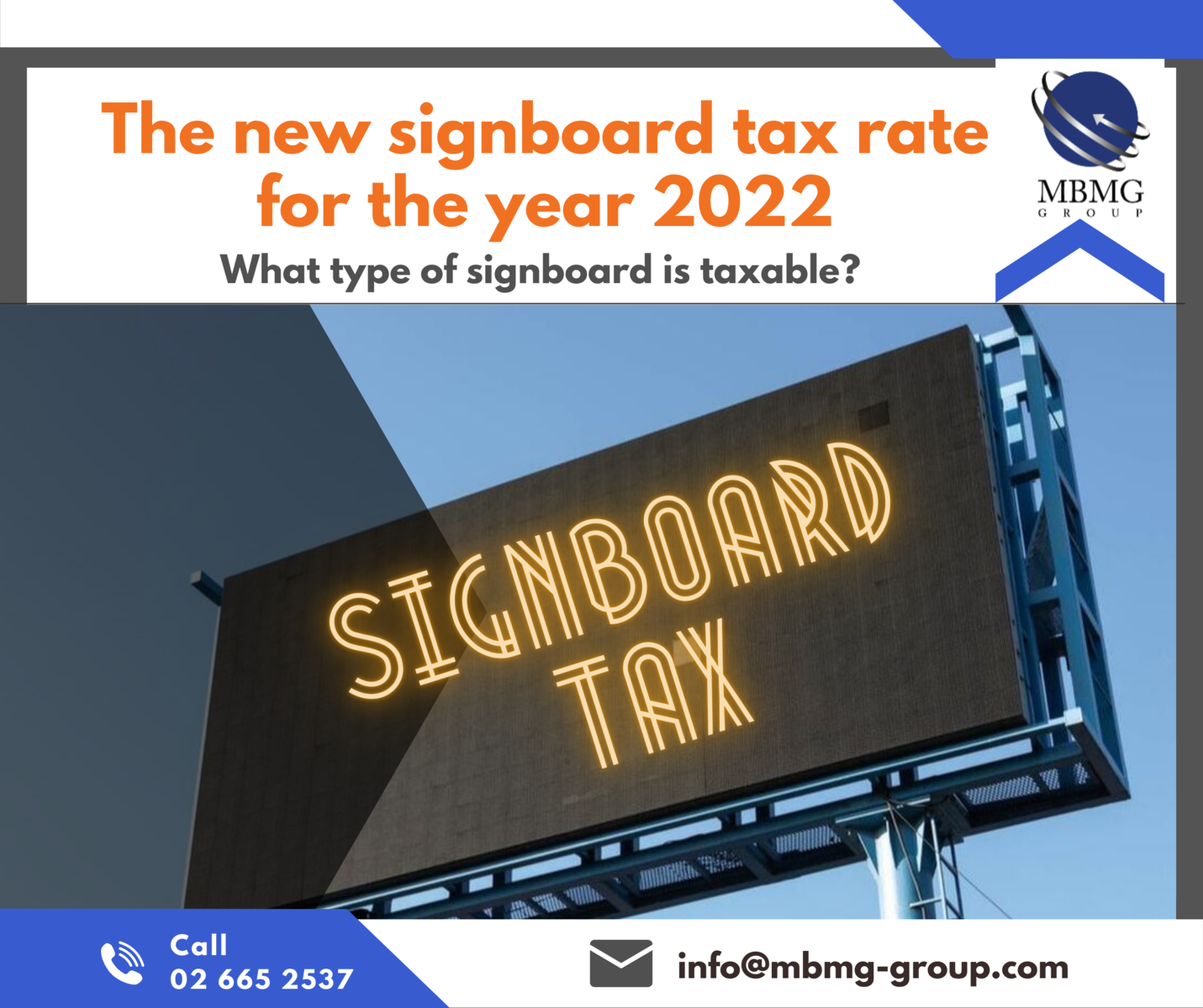 The New "Signboard Tax Rate" for the year 2022