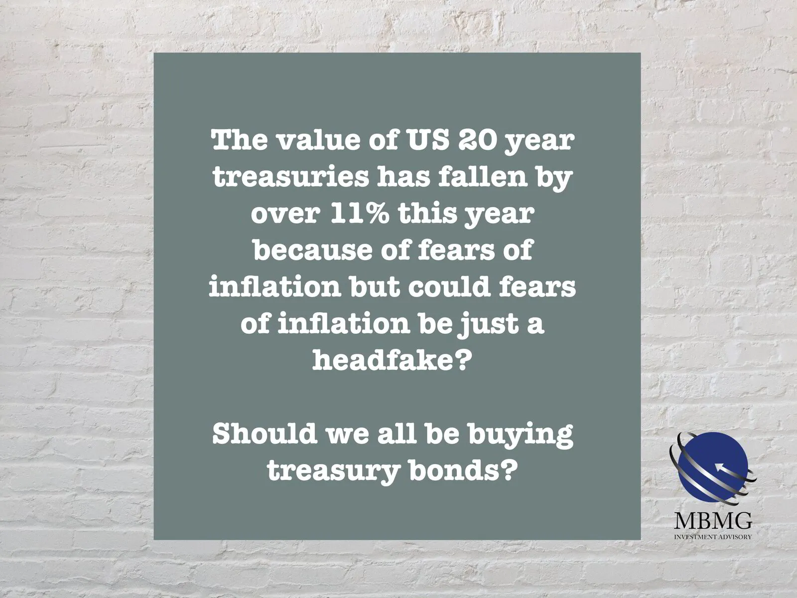 The value of US 20 year treasuries has fallen by over 11% this year ...Should we all be buying treasury bonds?