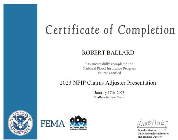 2022 NFIP Claims Adjuster Presentation Webinar