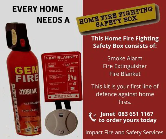 Fire can be devastating. Be prepared with our variety of products including, smoke detectors, fire extinguishers, fire blankets, and more.  Phone Jenetta 083 651 1167