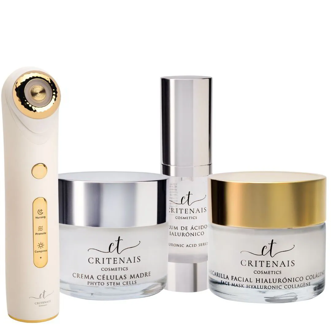 Serum ácido hialuronico  + Mascarilla hialuronico colágeno  +  Crema células madre + MÁQUINA DE REGALO 