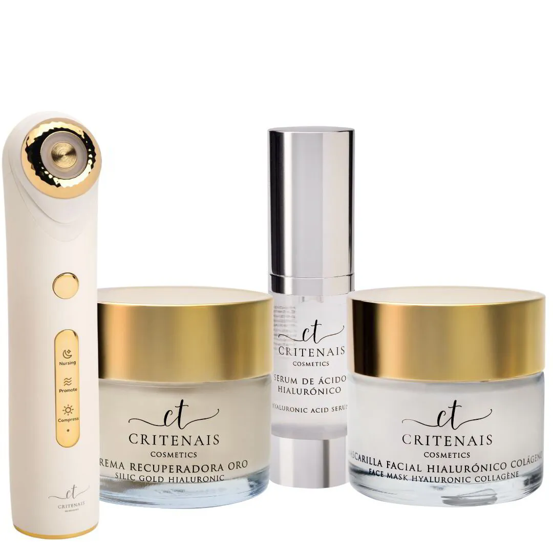 Serum ácido hialuronico  + Mascarilla hialuronico colágeno  +  Crema reparadora oro  + MÁQUINA DE REGALO 