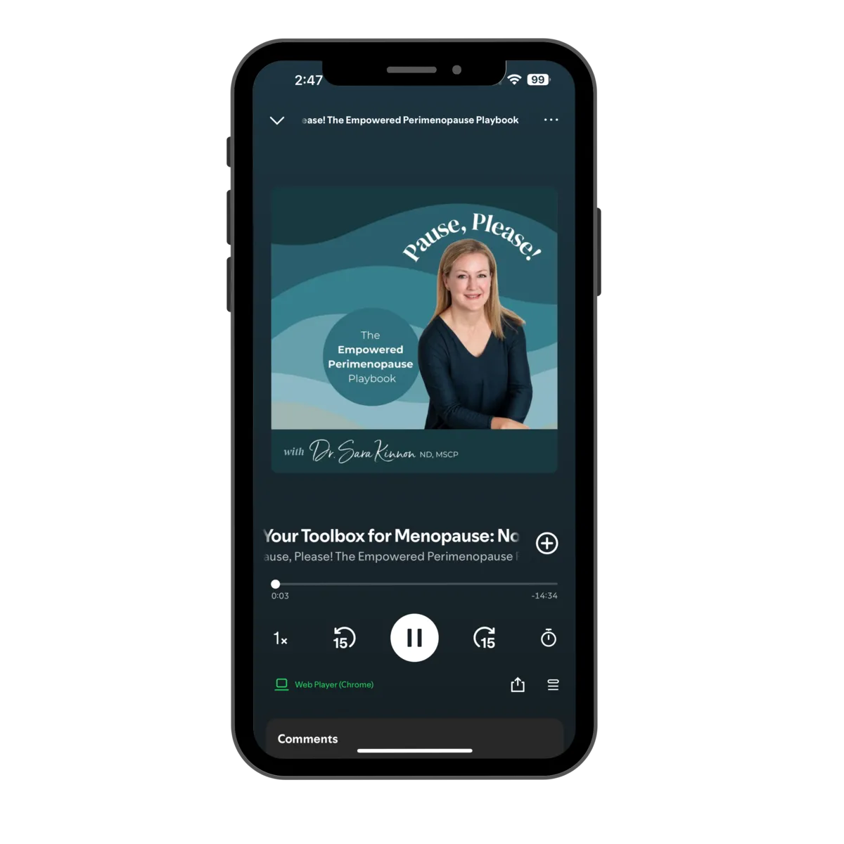 Podcast on phone screen