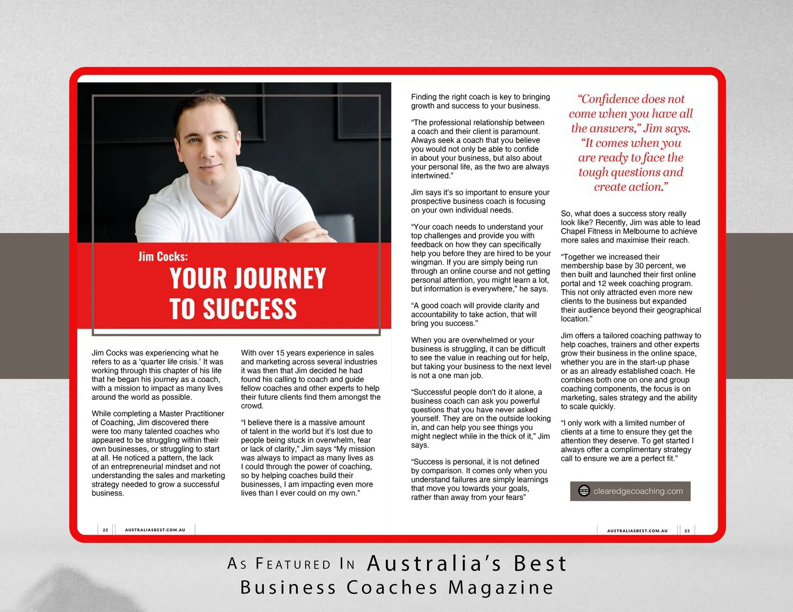 Best Selling Co-Author and Australian Business Coach Jim Cocks featured in Australia's Best Business Coaches Magazine