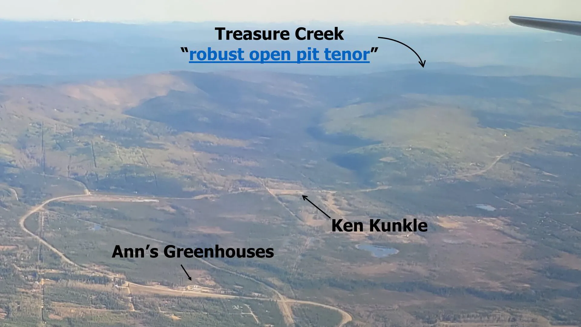 O'Connor Creek from the air, May 7, 2022