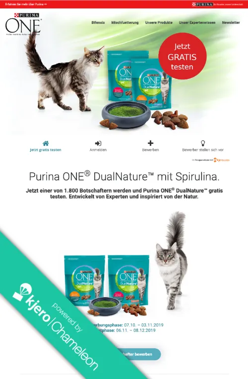 Screenshot Direct-to-Consumer Kampagne von Purina ONE