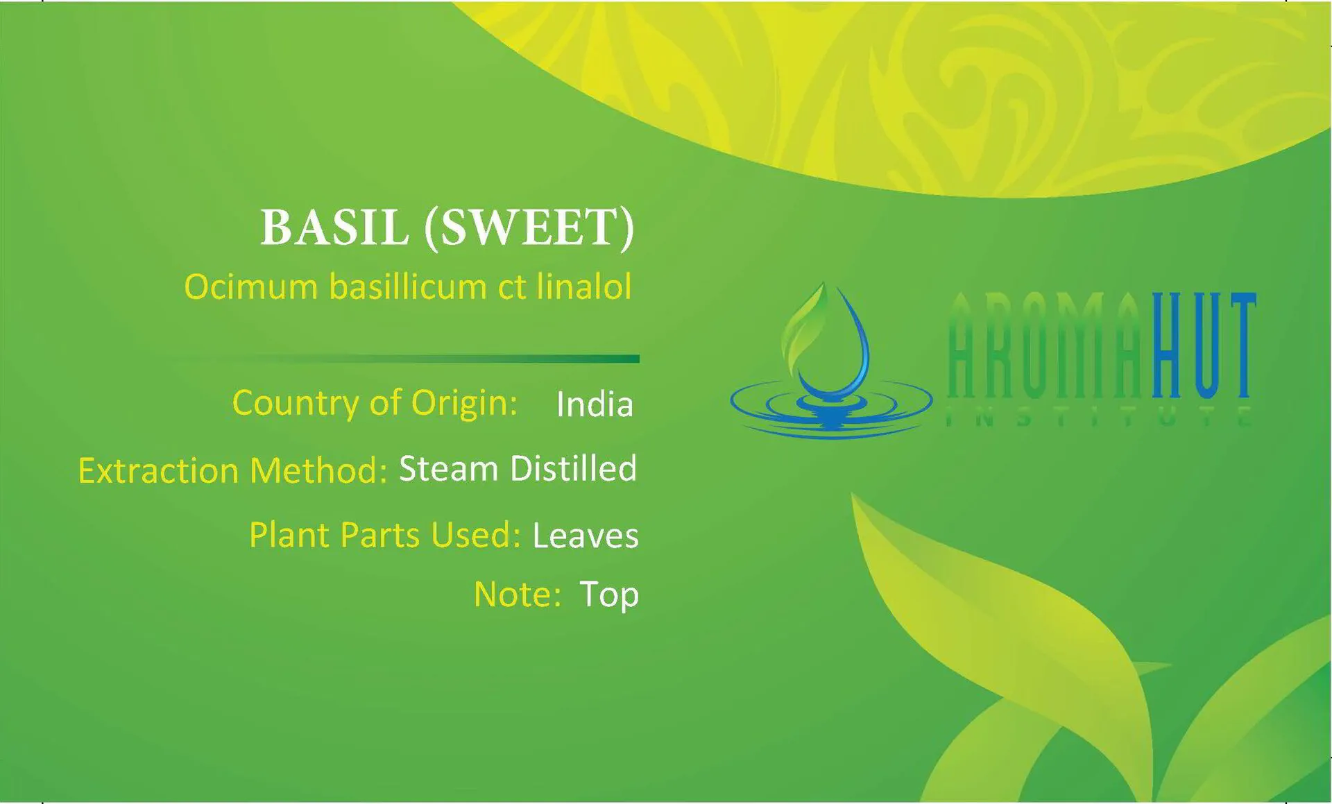 Basil Essential Oil | Aroma Hut Institute
