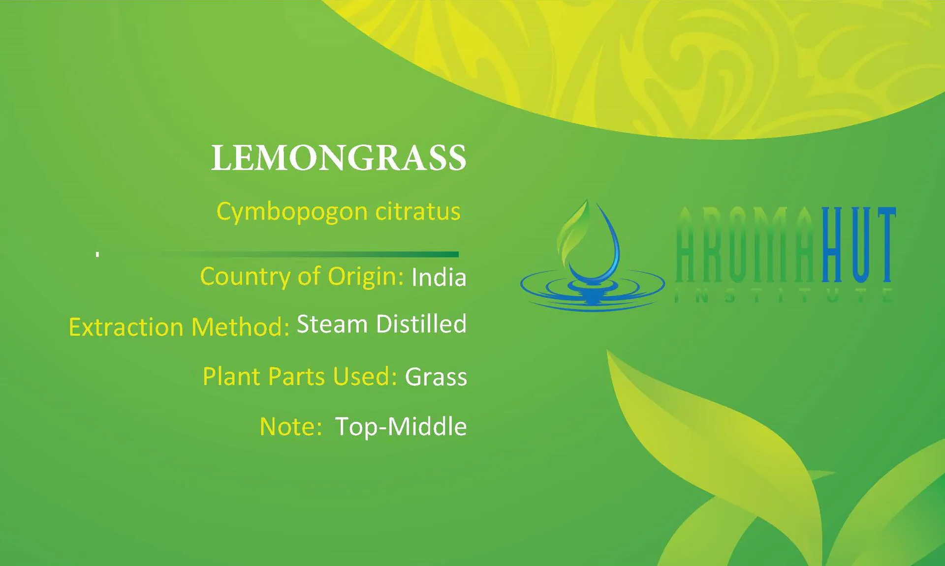 Lemongrass Essential Oil | Aroma Hut Institute