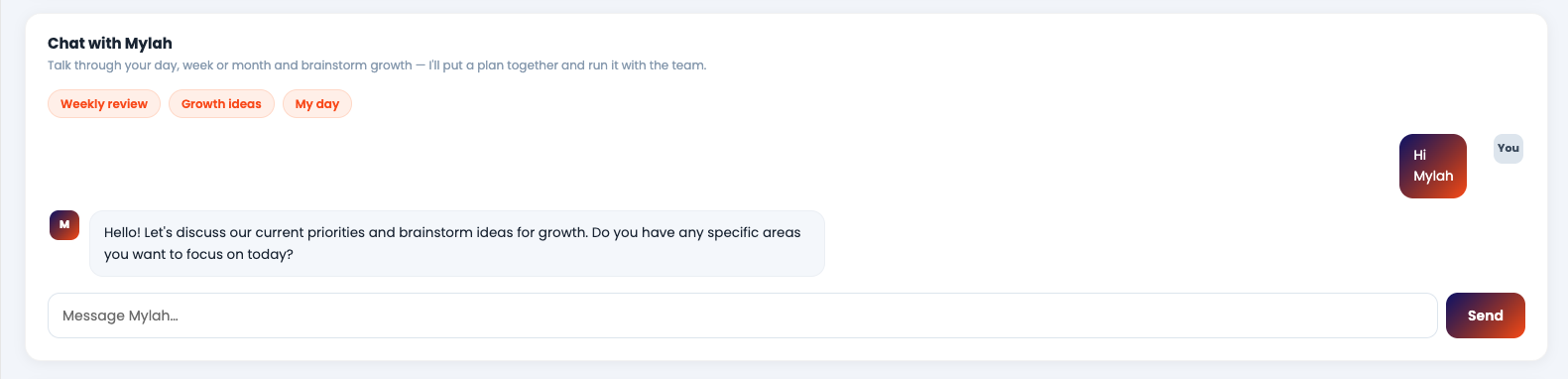 Chat with Mylah, your AI COO