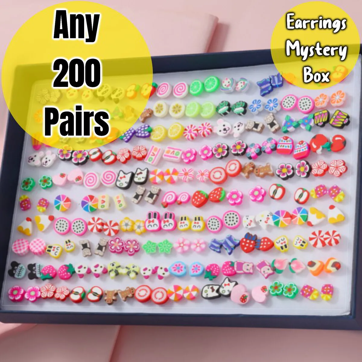 MYSTERY BOX 200 Pairs of Kids Earrings Ideal Gift for Girls
