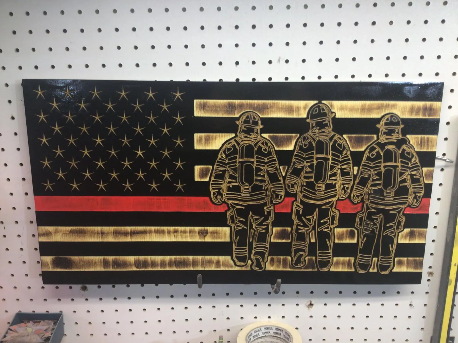  3 Firefighters Red Thin Line Flag 13 X 24.75