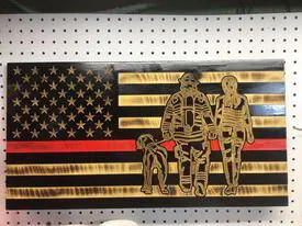 Firefighter and Spouse with Dog Flag 13" X 24.75"